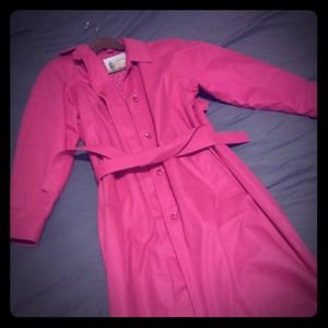 Vintage 80s London Fog pink trench coat Si…